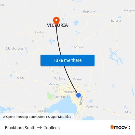 Blackburn South to Toolleen map