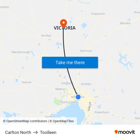 Carlton North to Toolleen map