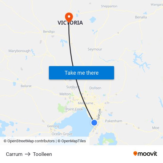 Carrum to Toolleen map