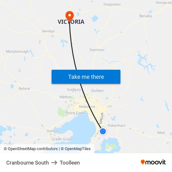 Cranbourne South to Toolleen map