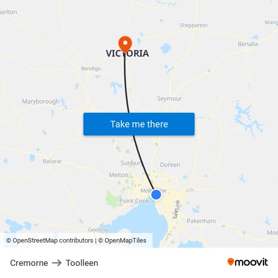 Cremorne to Toolleen map