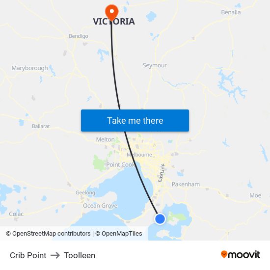 Crib Point to Toolleen map