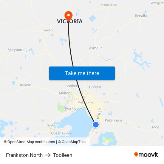 Frankston North to Toolleen map