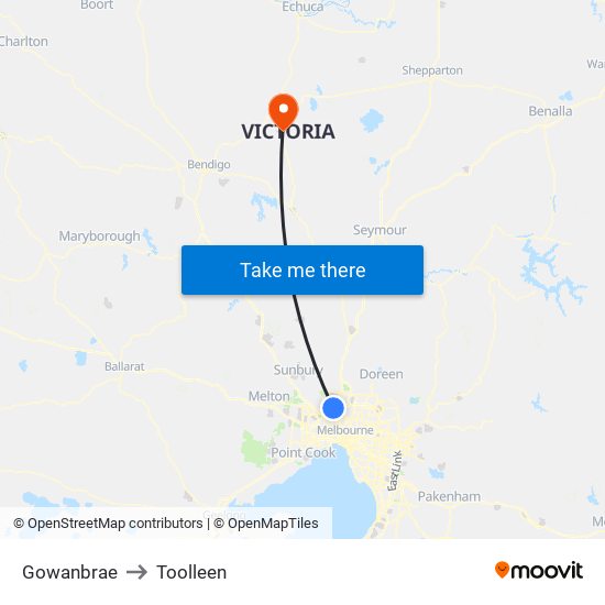 Gowanbrae to Toolleen map