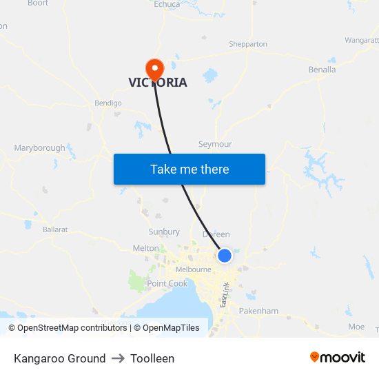 Kangaroo Ground to Toolleen map