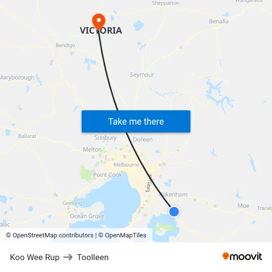 Koo Wee Rup to Toolleen map