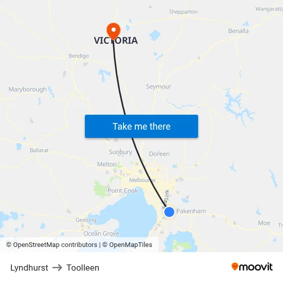 Lyndhurst to Toolleen map