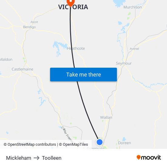 Mickleham to Toolleen map