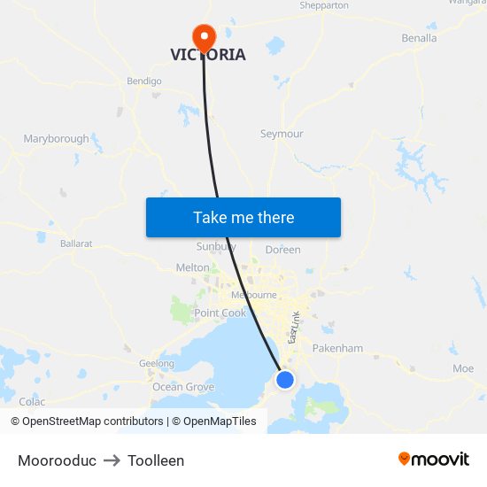 Moorooduc to Toolleen map