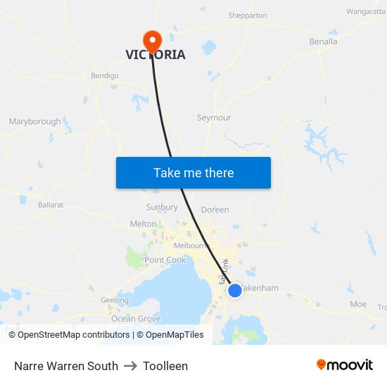 Narre Warren South to Toolleen map