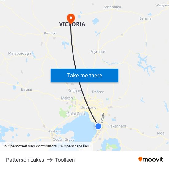 Patterson Lakes to Toolleen map
