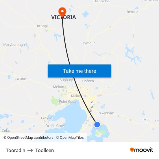 Tooradin to Toolleen map