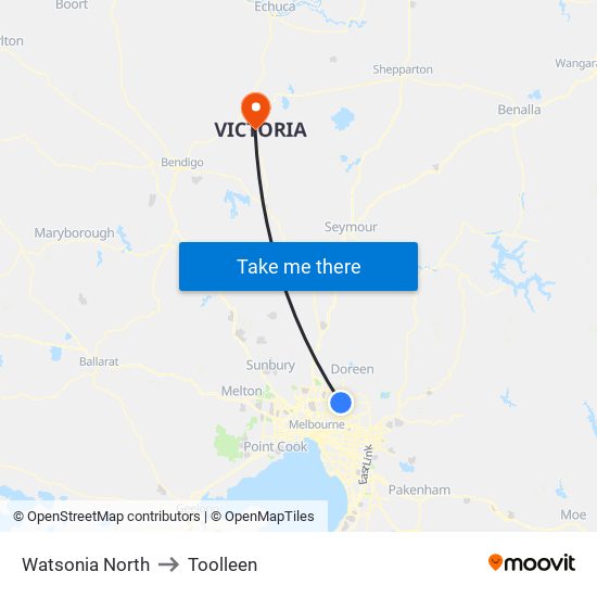 Watsonia North to Toolleen map