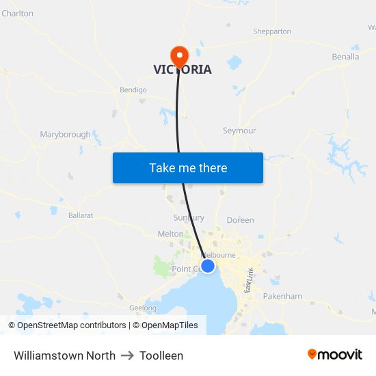 Williamstown North to Toolleen map