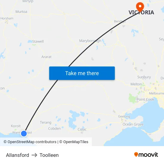 Allansford to Toolleen map