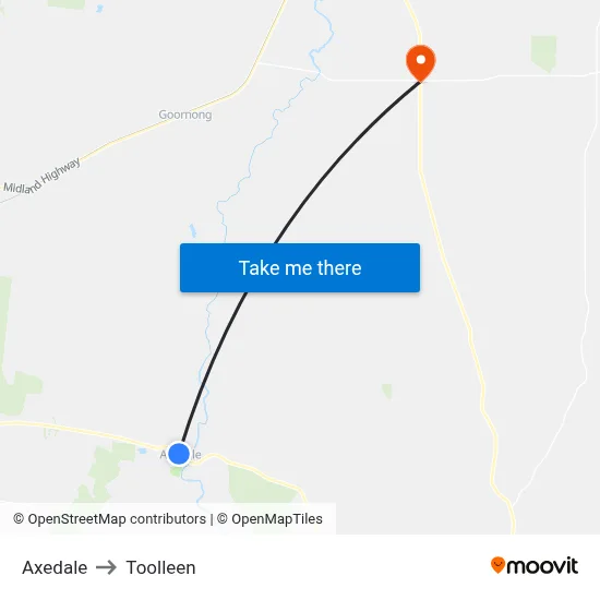 Axedale to Toolleen map