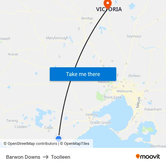 Barwon Downs to Toolleen map