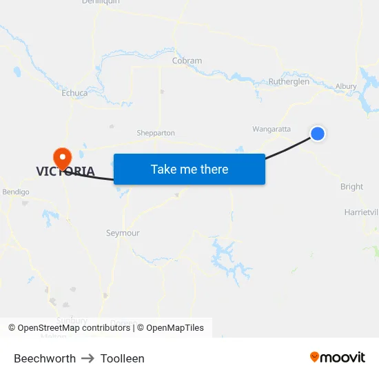 Beechworth to Toolleen map