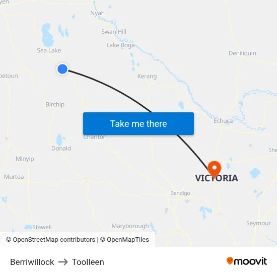 Berriwillock to Toolleen map