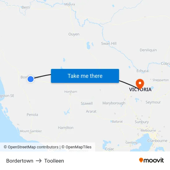 Bordertown to Toolleen map