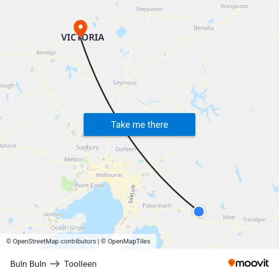 Buln Buln to Toolleen map