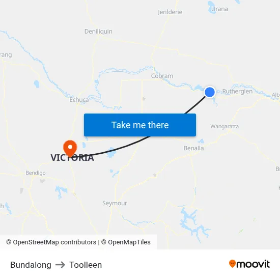 Bundalong to Toolleen map