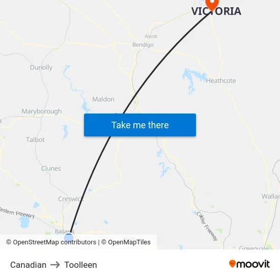 Canadian to Toolleen map
