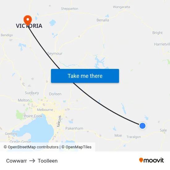Cowwarr to Toolleen map