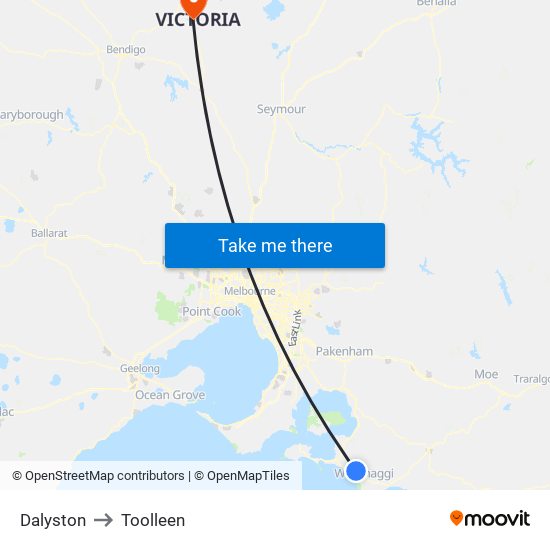 Dalyston to Toolleen map