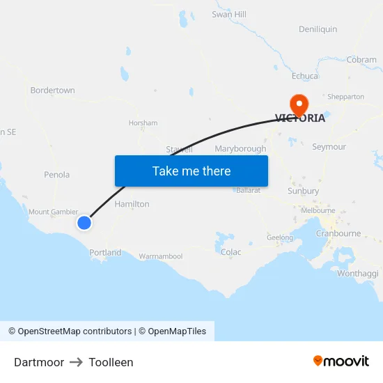 Dartmoor to Toolleen map