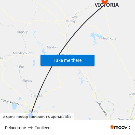 Delacombe to Toolleen map