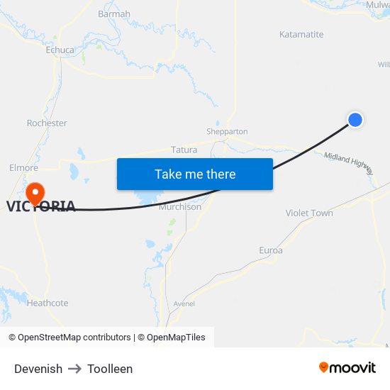 Devenish to Toolleen map