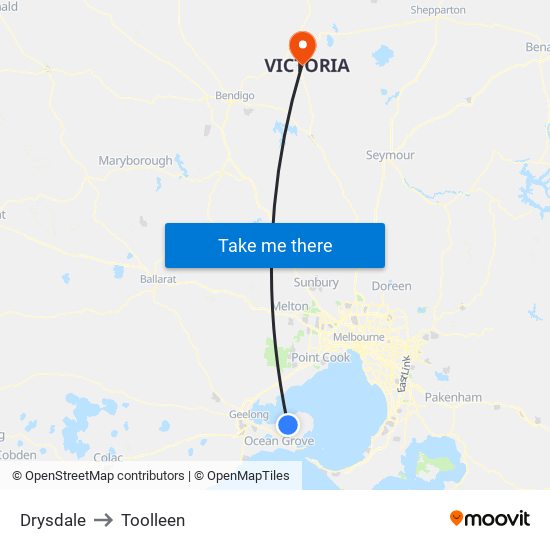 Drysdale to Toolleen map