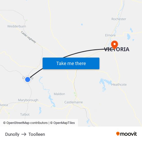 Dunolly to Toolleen map