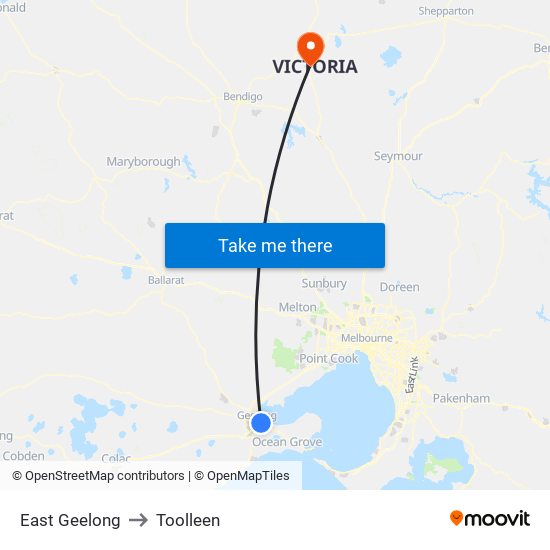 East Geelong to Toolleen map