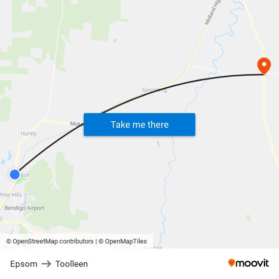 Epsom to Toolleen map