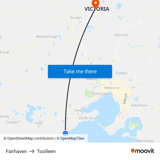 Fairhaven to Toolleen map