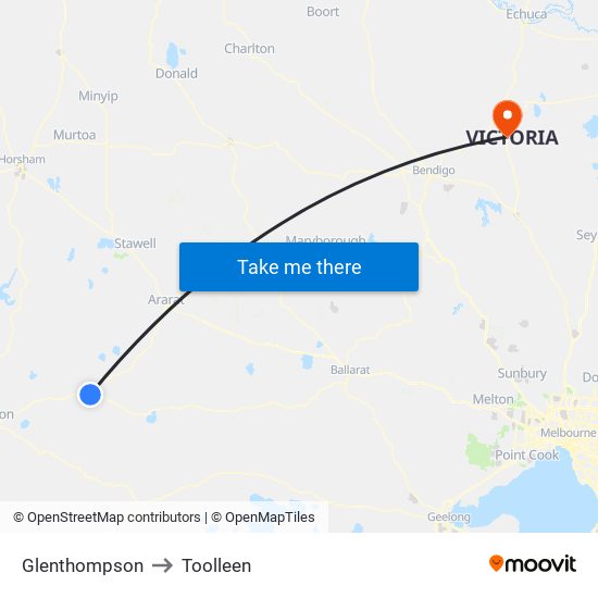 Glenthompson to Toolleen map