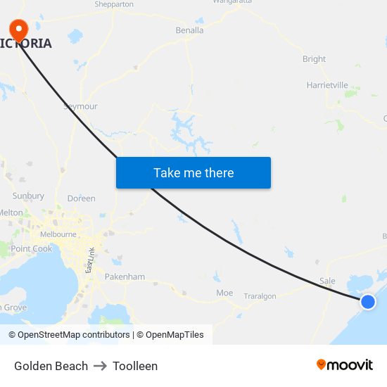 Golden Beach to Toolleen map