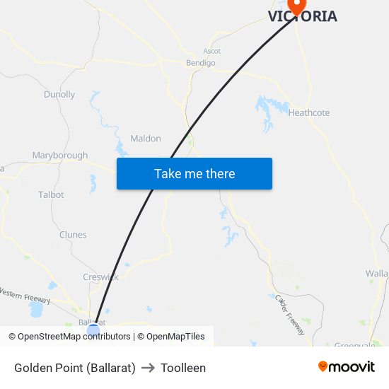 Golden Point (Ballarat) to Toolleen map