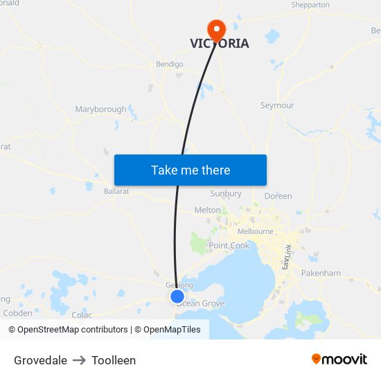 Grovedale to Toolleen map