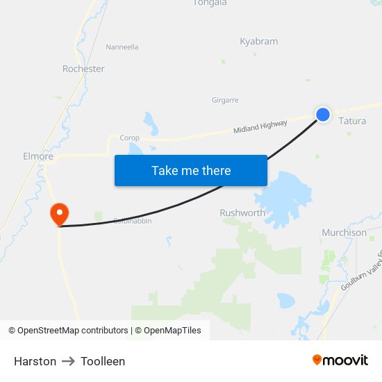 Harston to Toolleen map