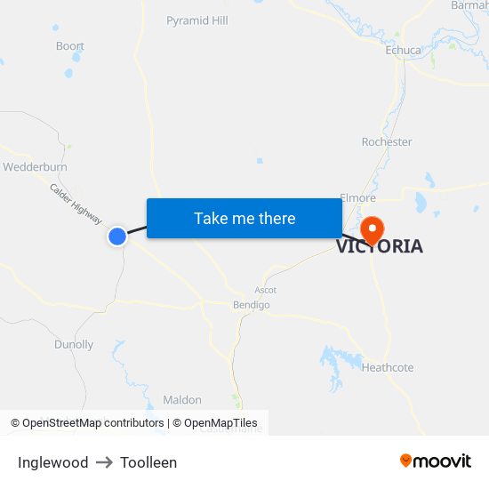 Inglewood to Toolleen map