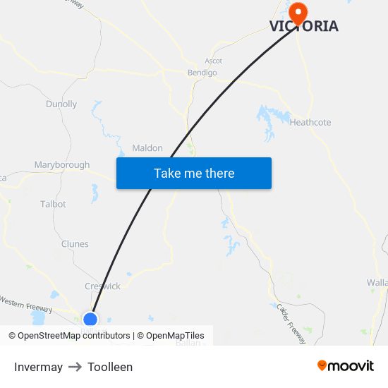 Invermay to Toolleen map