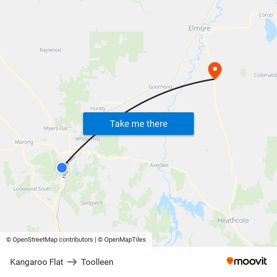Kangaroo Flat to Toolleen map