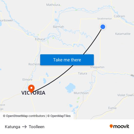 Katunga to Toolleen map