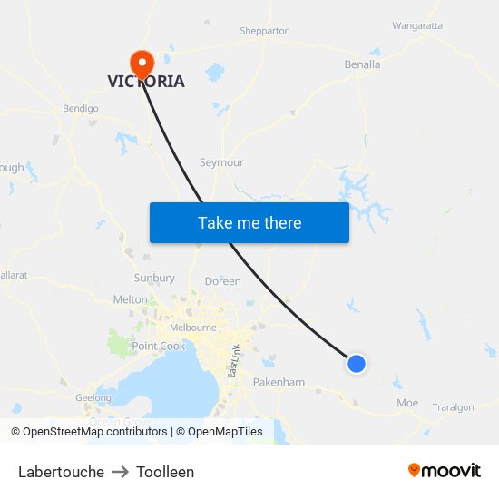 Labertouche to Toolleen map