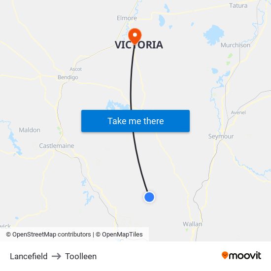 Lancefield to Toolleen map