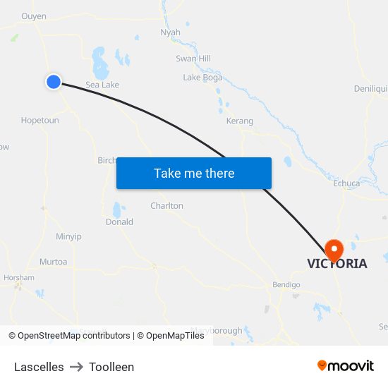 Lascelles to Toolleen map