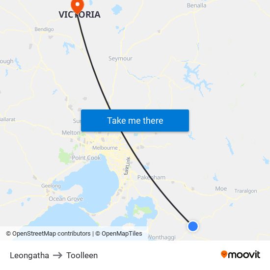 Leongatha to Toolleen map